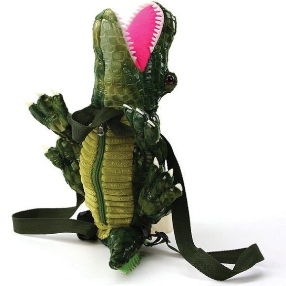 RESTOCK Kid Pleaser Green Magical Alligator Cute Plush 3D Backpack Bag - Picture 2 of 16